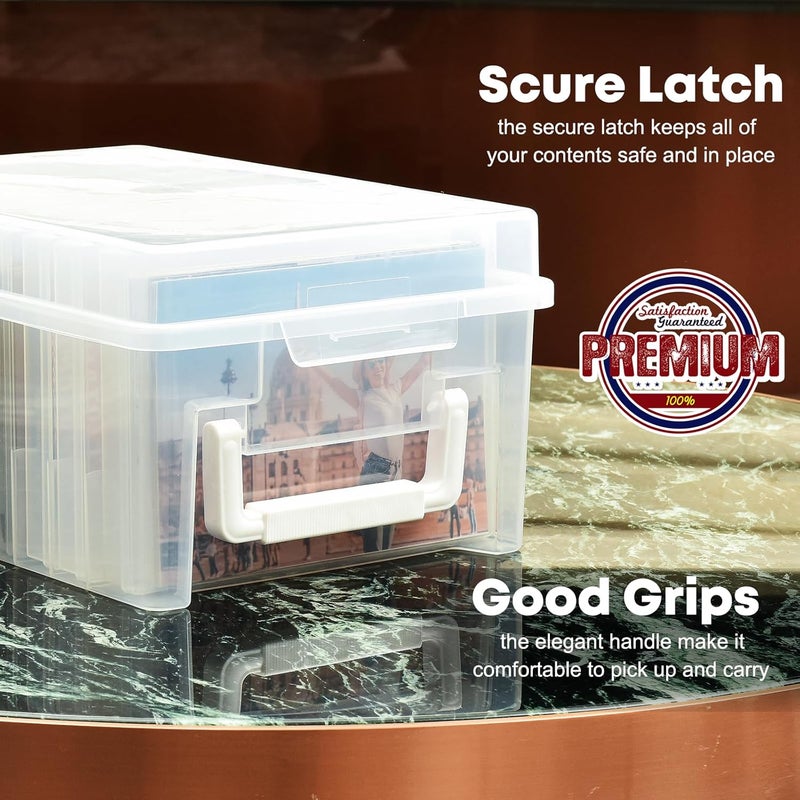 A-Link Photo Storage Box 5 x 7 In Photo Case, 10 Inner Large Photo Keeper, Clear Photo Storage Container, Seed Craft Cards Pictures Organizer, Plastic Office Organizer with 1 Label Sticker - Image 3